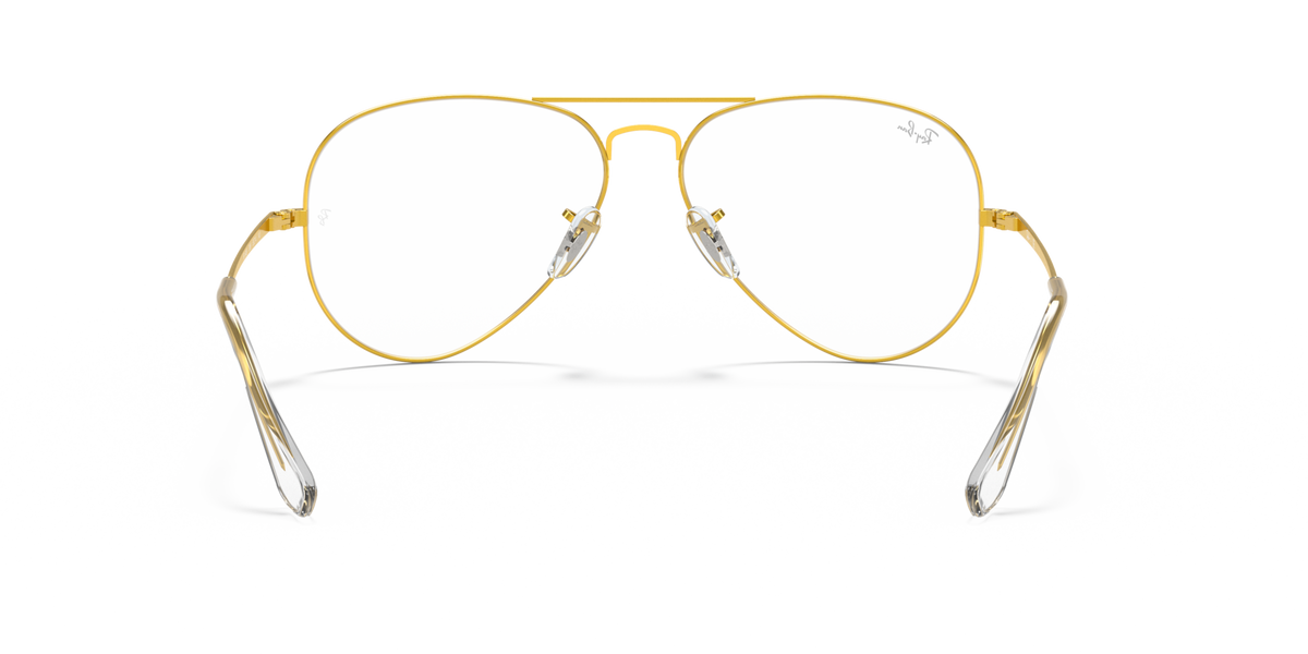 Gold aviator prescription eyewear frames, front view with round lenses