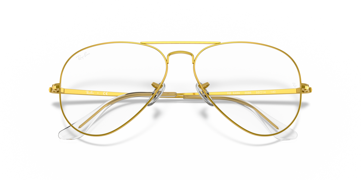 Gold aviator prescription eyewear frames, straight-on view with round lenses