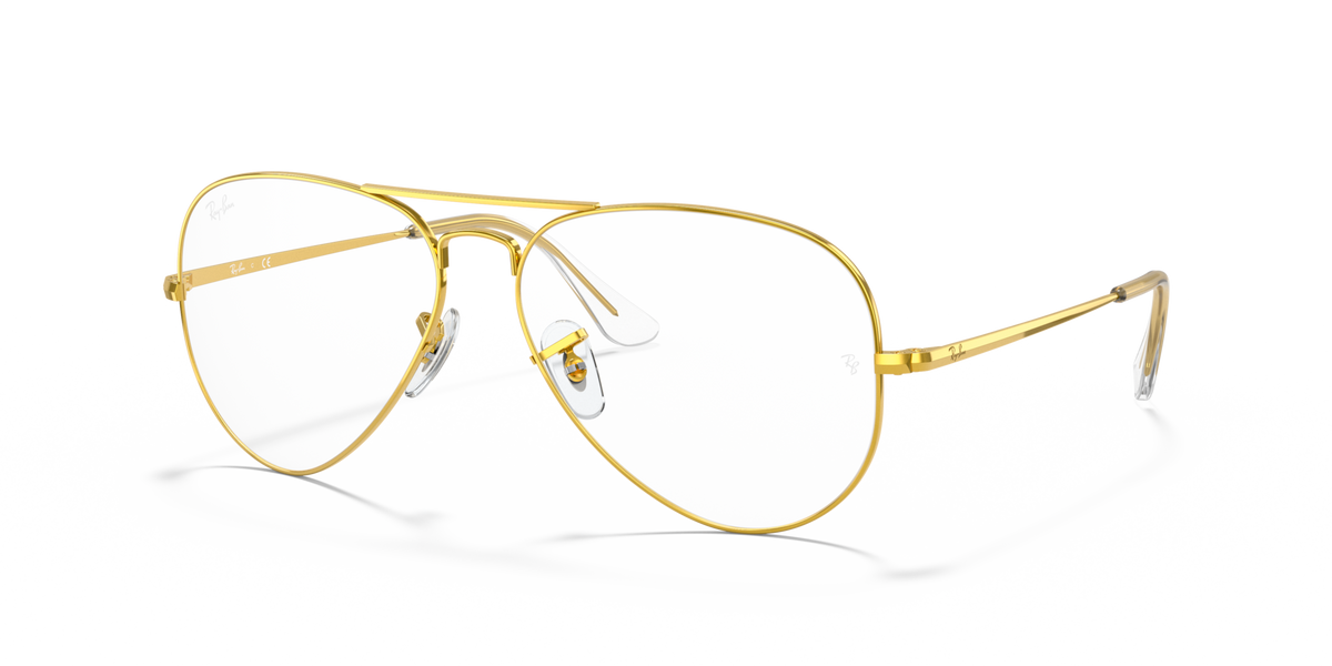Gold aviator prescription eyewear frames with round lenses and metal temples