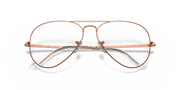 Rose gold aviator prescription eyeglass frames with thin bridge and metal temples