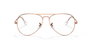 Rose gold aviator prescription eyeglass frames with clear lenses and metal temples