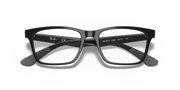 Black rectangular prescription eyewear frames, front view with internal markings