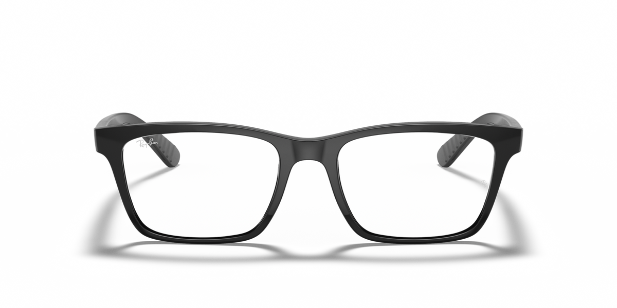 Black rectangular prescription eyewear frames, front view with full lenses