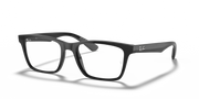 Black rectangular prescription eyewear frames with thin rims and temples