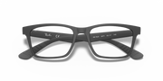 Ray-Ban prescription eyewear frames in black, front view with clear lens cutouts