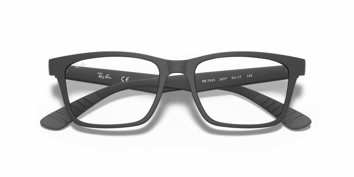 Ray-Ban prescription eyewear frames in black, front view with clear lens cutouts