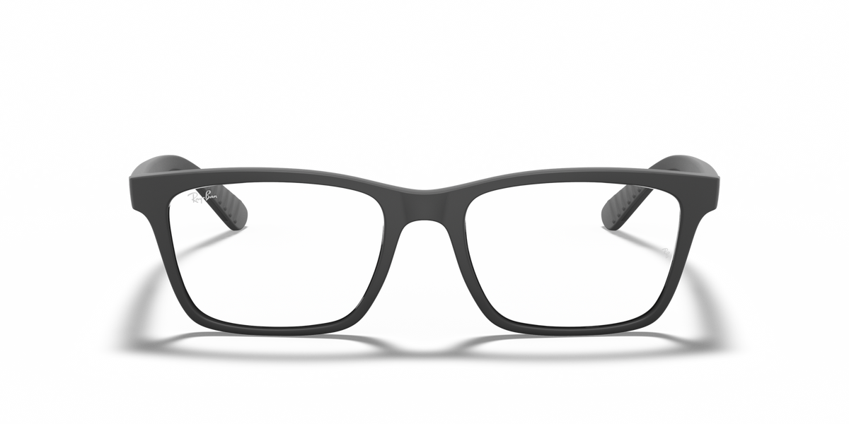 Ray-Ban prescription eyewear frames in black, square full-rim design front view