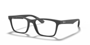 Black prescription eyewear frames with subtle ear-side detailing and thin temples