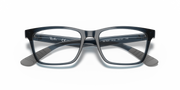Ray-Ban prescription eyewear frames in transparent grey-blue, front view with temple details