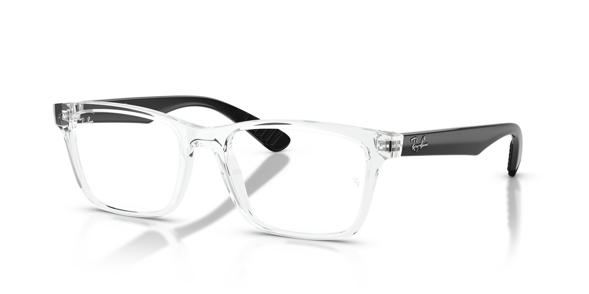 Ray-Ban prescription eyewear frames in clear, front view with square lens shapes