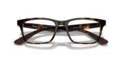 Tortoise prescription eyewear frames, close front view with dark top bar