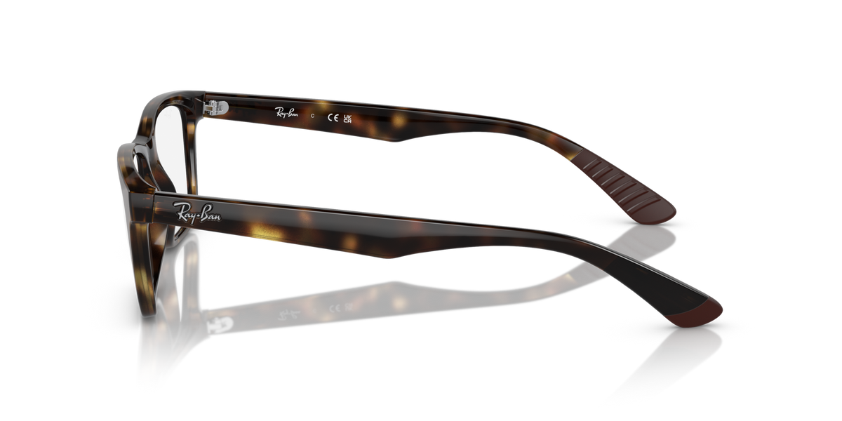 Tortoise prescription eyewear frames, side profile with contoured temple arms