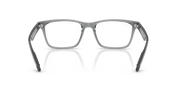 Clear rectangular eyeglass frames with gray temple accents