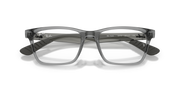 Gray rectangular eyeglass frames with dark lenses and black temple tips