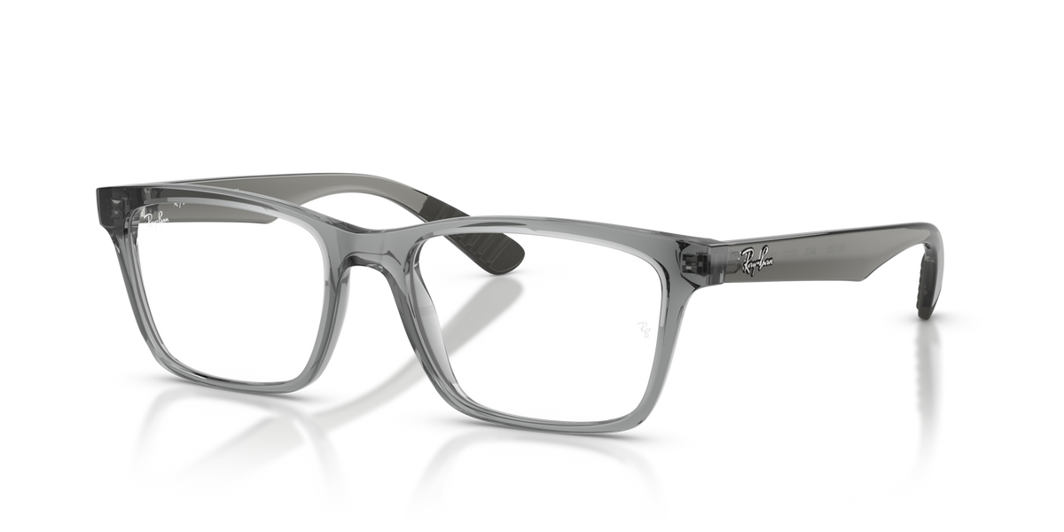 Light gray rectangular eyeglass frames with dark temple inserts