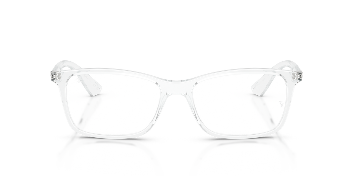 Ray-Ban RX7047 prescription eyewear frames, clear square silhouette, straight metal tips