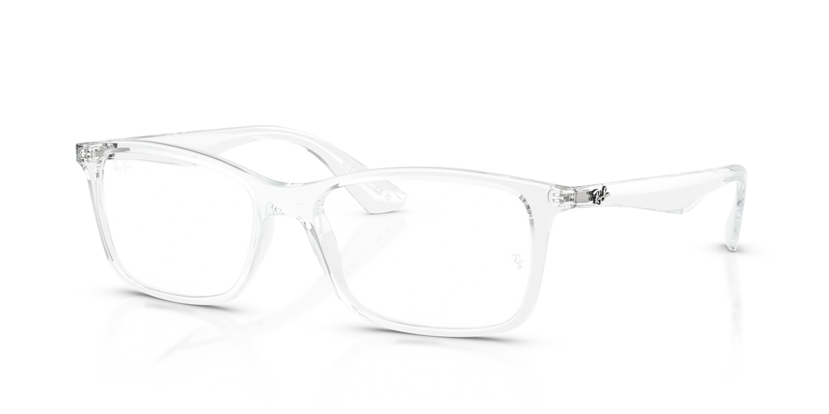 Ray-Ban RX7047 prescription eyewear frames, clear square front, transparent temples