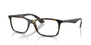 Havana brown rectangular eyeglass frames with clear lenses and dark temple accents