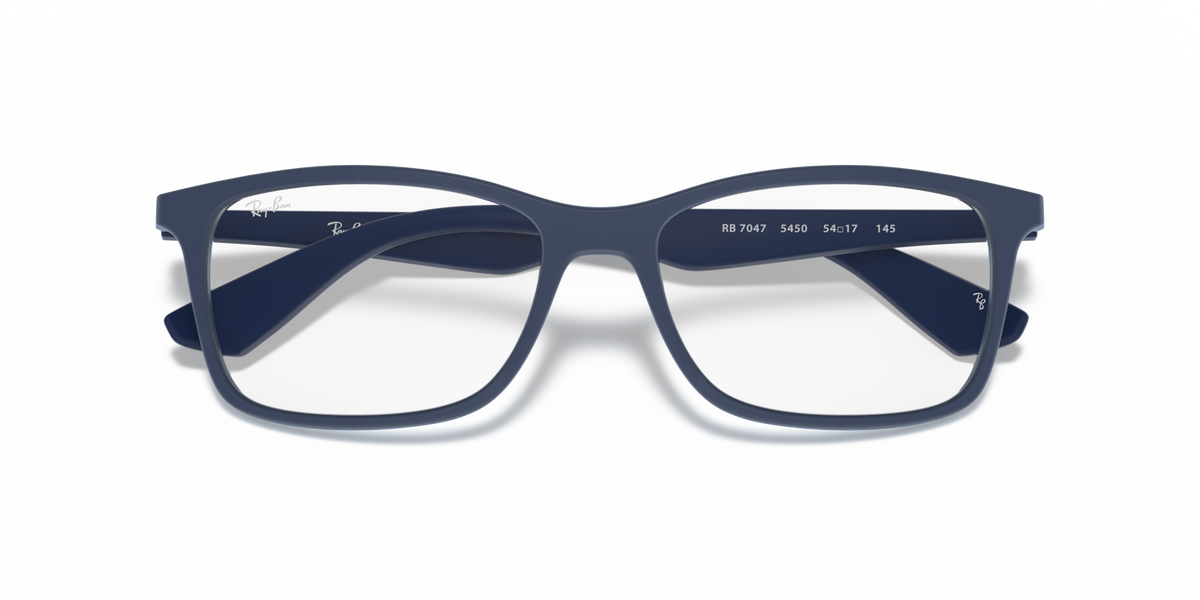 Ray-Ban RX7047 prescription eyewear frames, dark blue full-rim square with nose bridge
