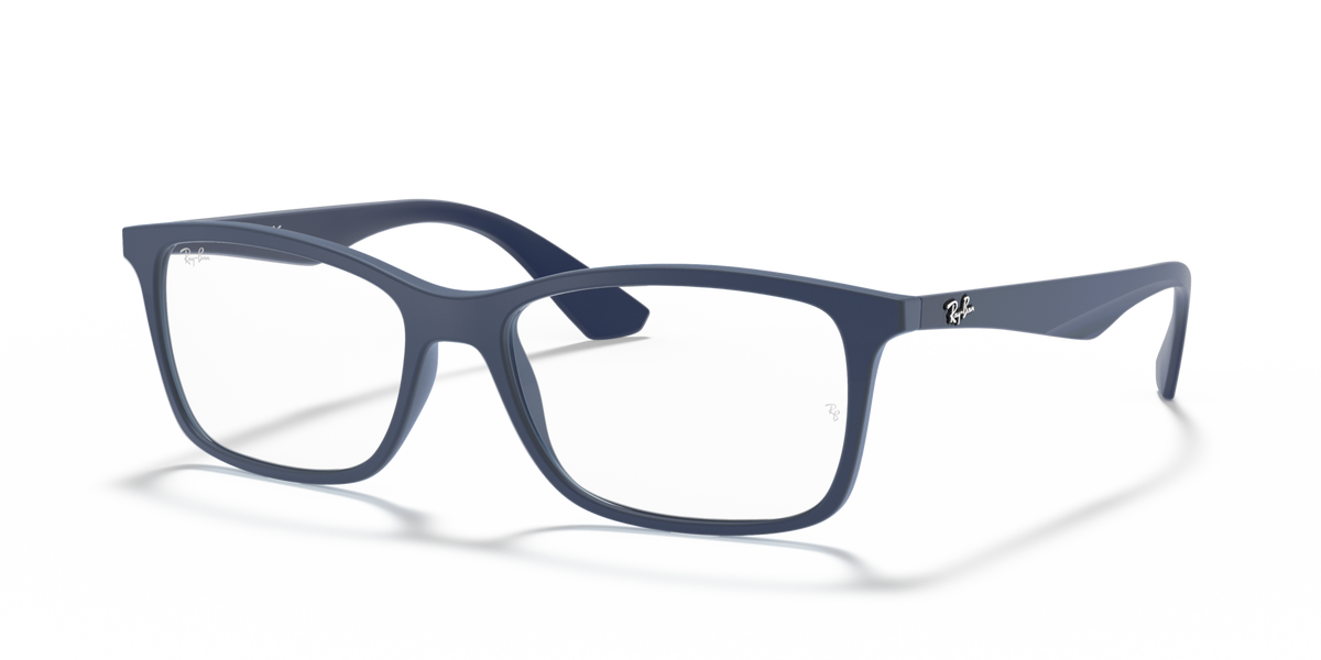 Ray-Ban RX7047 prescription eyewear frames, matte dark blue square with angled temples