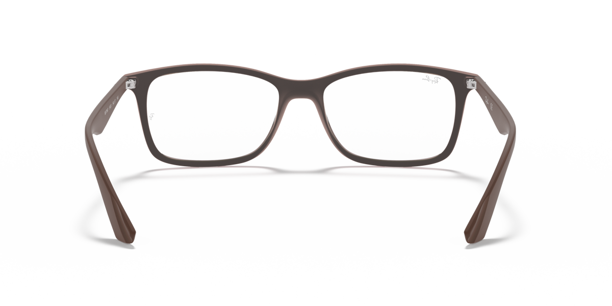 Ray-Ban RX7047 prescription frames in brown, front view with curved nose bridge