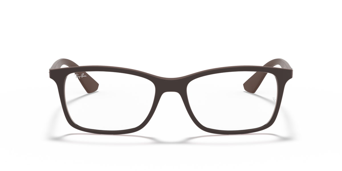 Ray-Ban RX7047 prescription frames in brown, front view with square lenses