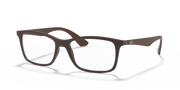 Ray-Ban RX7047 prescription frames in brown, rectangular shape with straight arms