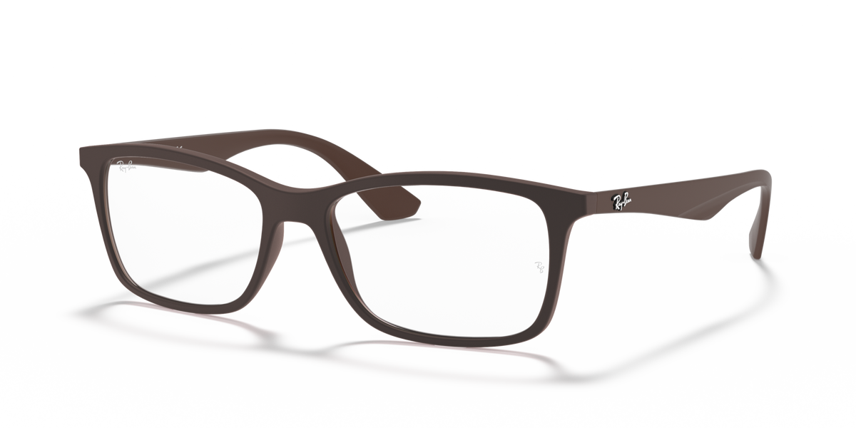 Ray-Ban RX7047 prescription frames in brown, rectangular shape with straight arms