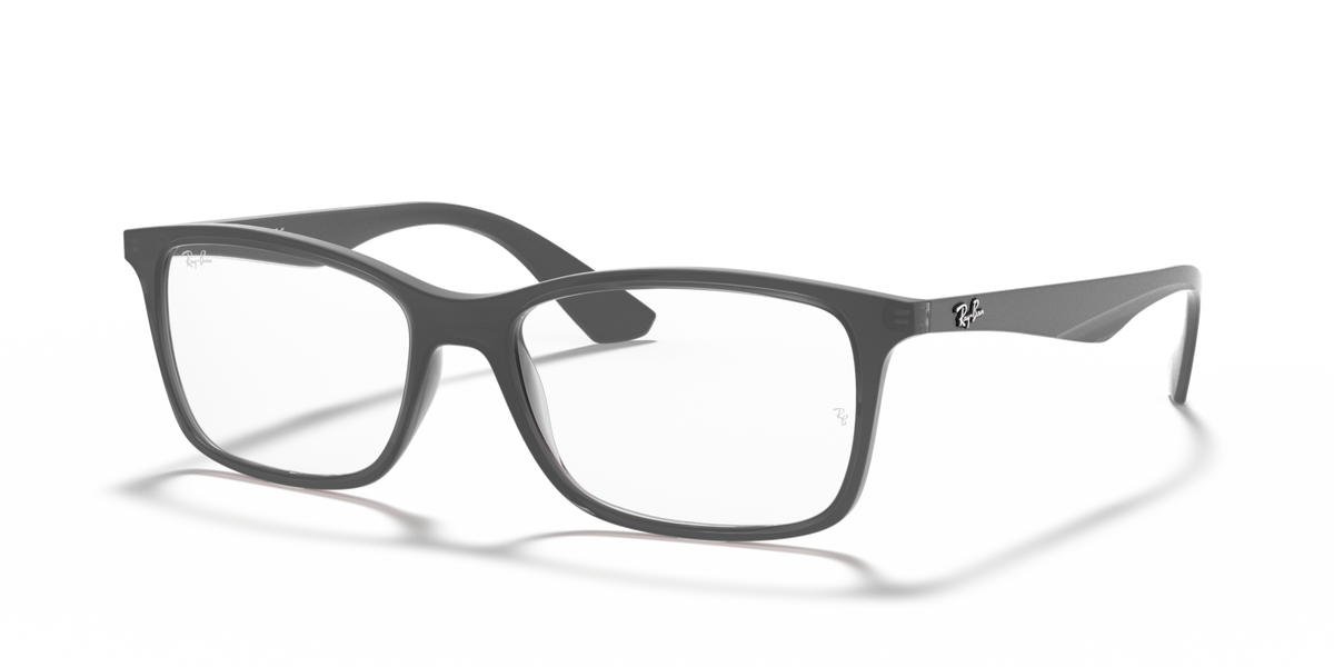 Ray-Ban RX7047 prescription frames in dark gray, rectangular shape with straight arms