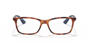 Havana eyeglass frames with dark blue accents, front view