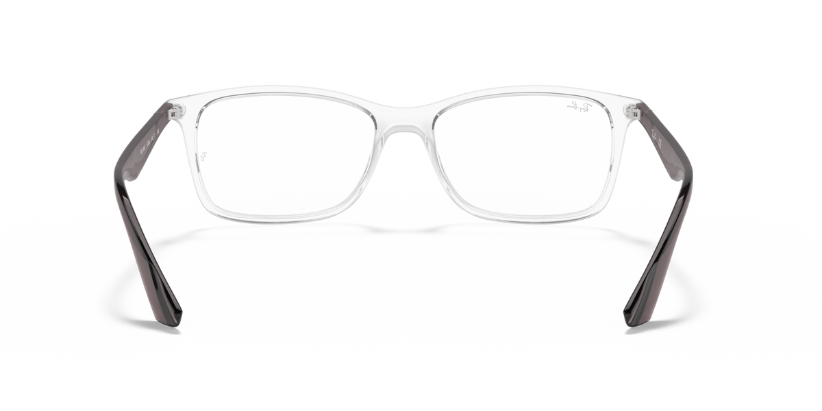 Clear rectangular prescription frames with dark brown temple arms (front view)