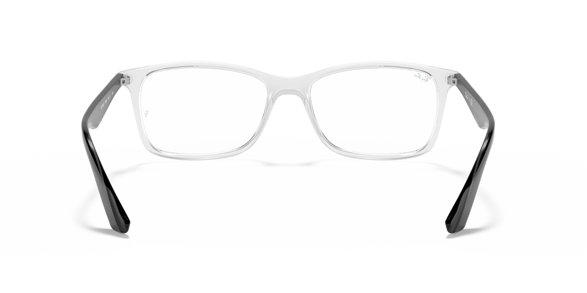 Transparent rectangular prescription frames with dark temple tips