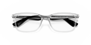 Transparent prescription eyeglass frames with black inner temples