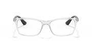 Transparent rectangular prescription eyeglass frames, front view