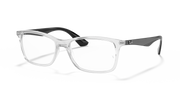 Transparent rectangular prescription frames with black temples