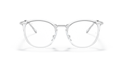 Ray-Ban clear prescription eyewear frames, round lenses front view, metal bridge