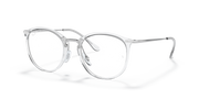 Ray-Ban clear prescription eyewear frames, round lenses with thin metal temples