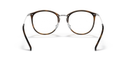 Ray-Ban prescription eyeglass frames, round havana-brown front with clear temple arms