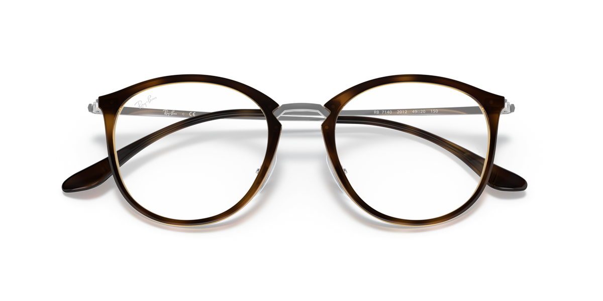 Ray-Ban round eyeglass frames, havana-brown acetate front with metal bridge detail