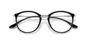 Ray-Ban dark prescription eyewear frames, front view with round lenses and metal arms