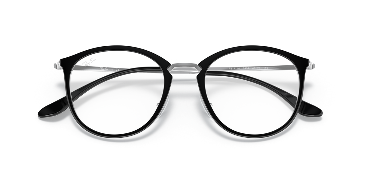 Ray-Ban dark prescription eyewear frames, front view with round lenses and metal arms