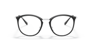 Ray-Ban dark prescription eyewear frames, round lenses front view, metal bridge