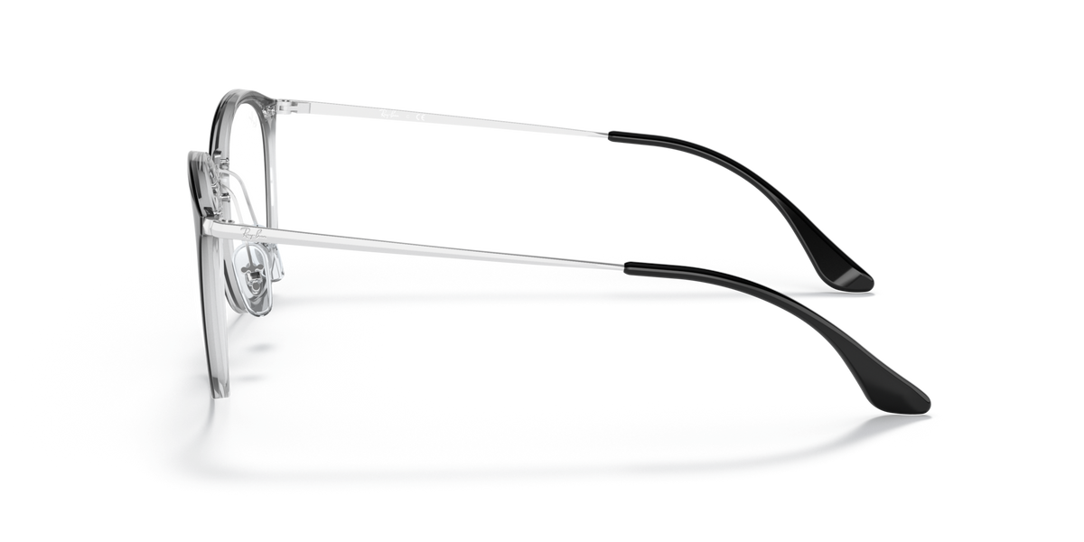 Ray-Ban dark prescription eyewear frames, side profile with round lens and metal temple