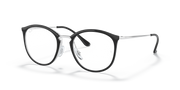 Ray-Ban dark prescription eyewear frames, round lenses with thin metal temples