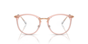 Ray-Ban RX7140 prescription frames, transparent pink round eyeglass frames, front view