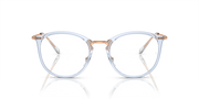 Ray-Ban RX7140 prescription frames, transparent light blue round eyeglass frames, front view