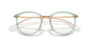 Ray-Ban prescription eyewear frames, round mint green with copper bridge and temples