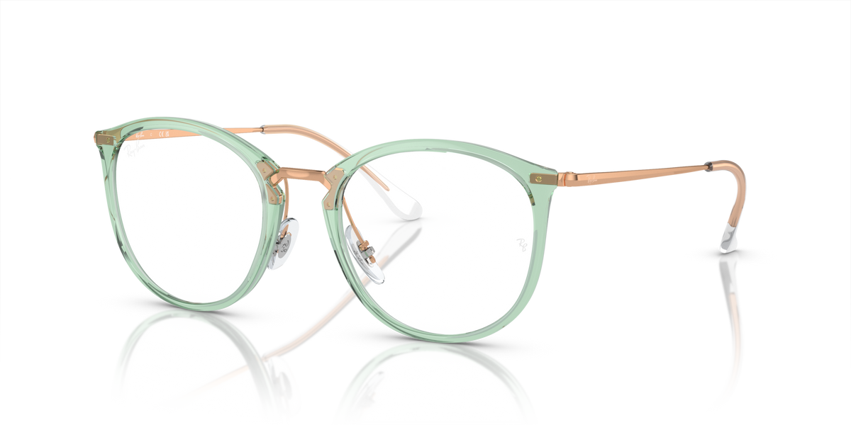 Ray-Ban prescription eyewear frames, round mint green with copper temples