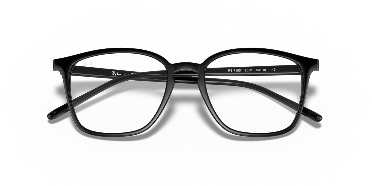 Ray-Ban RX7185 prescription eyewear frames, dark frames with logo on temple