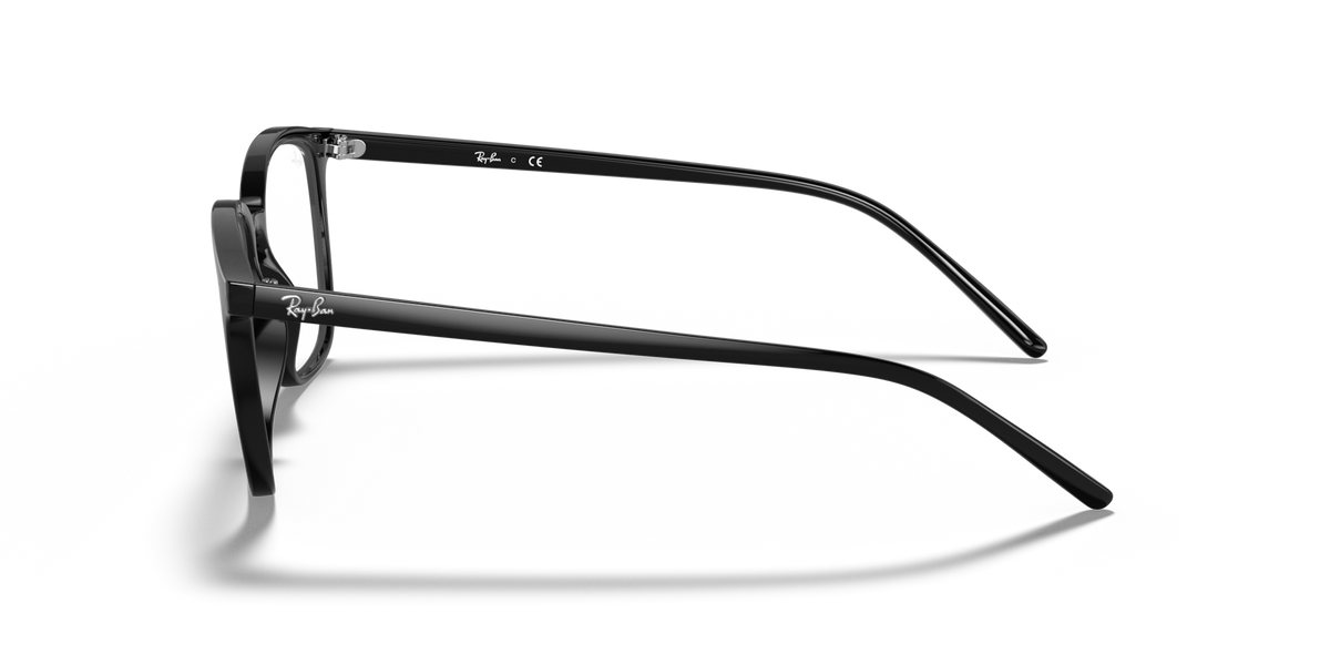 Ray-Ban RX7185 prescription eyewear frames, side view of dark gray metal hinges